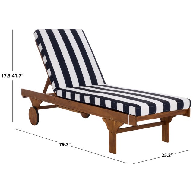 Newport Chaise Lounge, Navy Stripe For Sale In Philadelphia - Image 6 of 13