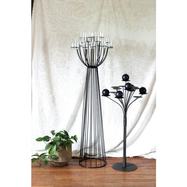 1990s Postmodern Black Floor Tree Stand of Candle Holders For Sale - Image 4 of 9
