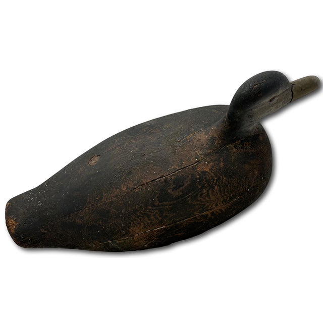 Unusually Large Size Antique American Carved Wood Hand Painted Duck Hunters Decoy From Downeast Coastal Maine - 22 Inches Long For Sale - Image 10 of 18