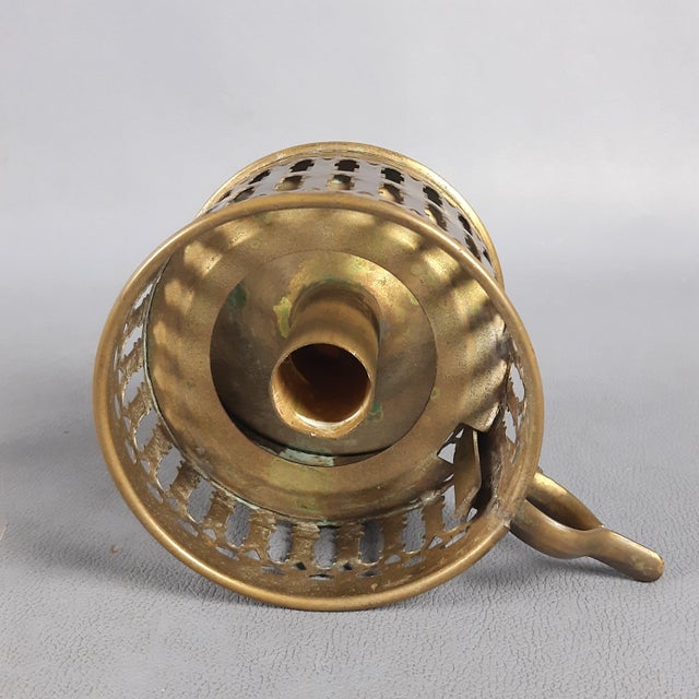 Victorian Brass and Glass Candlesticks, Early 1900s, Set of 2 For Sale - Image 10 of 13