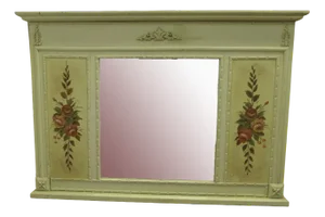 Large Folk Art Painted Overmantel or Wall Mirror, 1960s