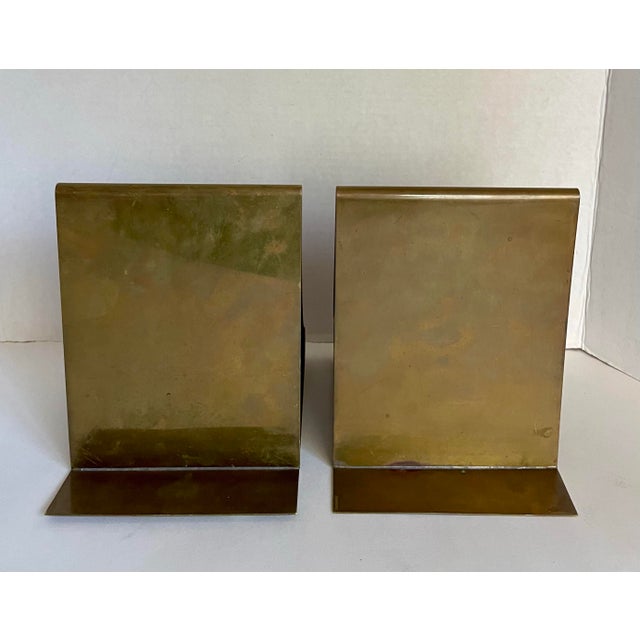Mid-Century Modernist Sculptural Solid Brass Bookends Attributed to Sarried For Sale - Image 10 of 12