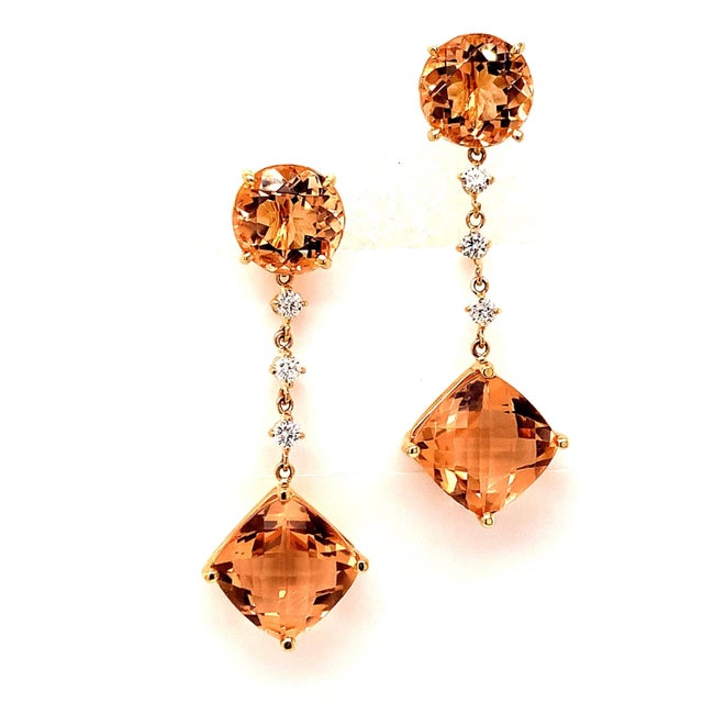Natural Morganite Diamond Earrings 14k Gold 10.1 TCW Certified For Sale - Image 9 of 14