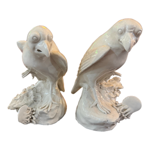 Early 19th Century Antique Pair of Blanc De Chine Falcons