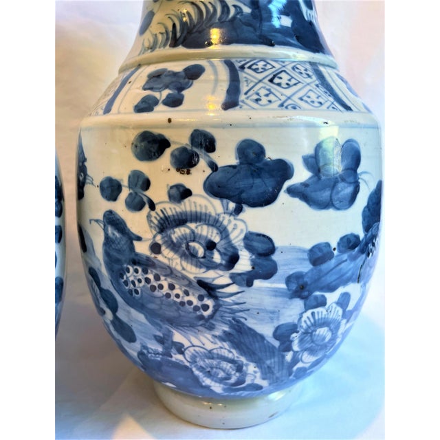 2020s Chinoiserie Porcelain Blue & White Aviary Vases - a Pair For Sale - Image 5 of 10