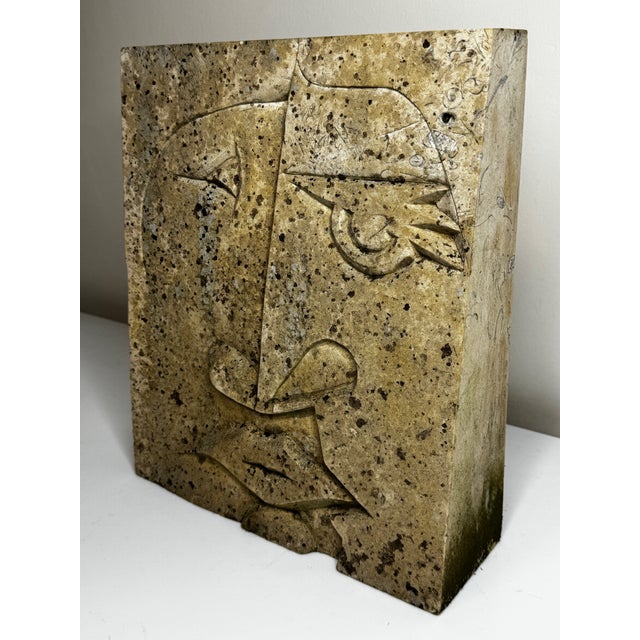Modernist British Outdoor Sculpture Limestone Face Relief, Circa 1970s — A Cubist Homage to Picasso and the Hepworth–Milne Lineage For Sale - Image 11 of 11