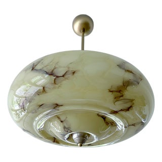 Art Deco Pendant Light in Marble Glass, 1930s For Sale