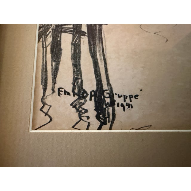 Original Emile A. Gruppe Harbor Scene Drawing – Signed & Dated 1941 Offered is a beautiful original charcoal/pencil harbor...