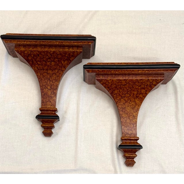 Vintage Traditional Baroque Faux Tortoiseshell Corbel Wall Accent Shelves, a Pair For Sale - Image 9 of 9