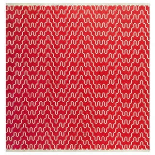 Doris Leslie Blau Vintage Red Flat Woven Double Sided Rug For Sale