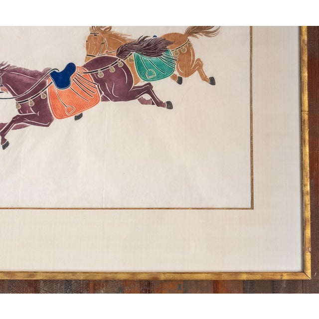 1980s 20th Century Hollywood Regency Chinoiserie Print With Horses For Sale - Image 5 of 13