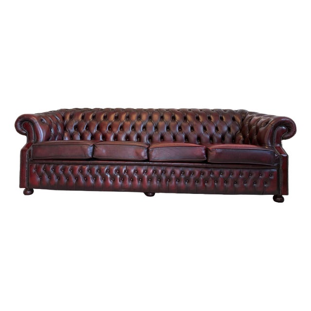 Chesterfield Four Seater Club Sofa in Oxblood For Sale