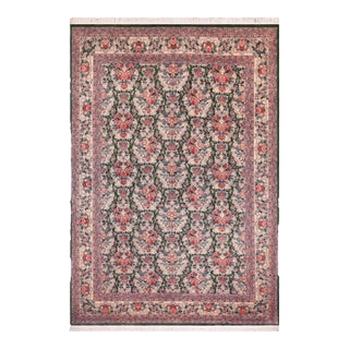 Floral 1990's Pak-Persian Green/Beige Wool Rug - 9'4'' X 12'6'' For Sale