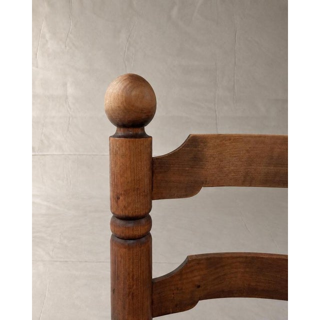 French Oak and Rush Dining Chairs attributed to Charles Dudouyt, 1940s, Set of 4 For Sale - Image 9 of 10