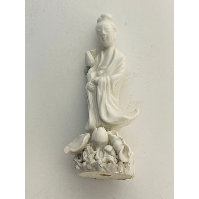 Antique Blanc De Chine 4” Quan Yin Porcelain Figurine For Sale - Image 4 of 5