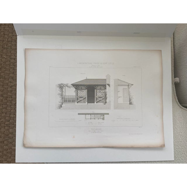 19th Century Cesar Daly French Architecture Engraving "Poulailler" Matted For Sale - Image 4 of 11