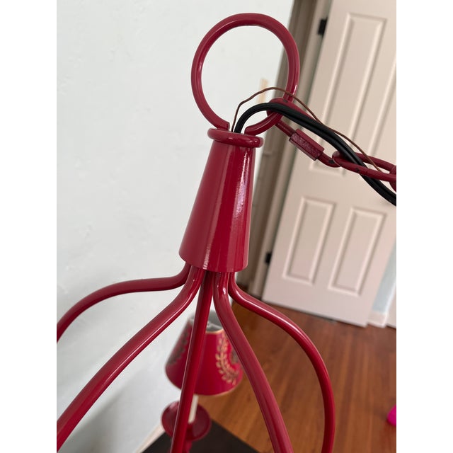 1950s Jean Royère-Inspired Crimson 5-Light Chandelier For Sale - Image 6 of 8
