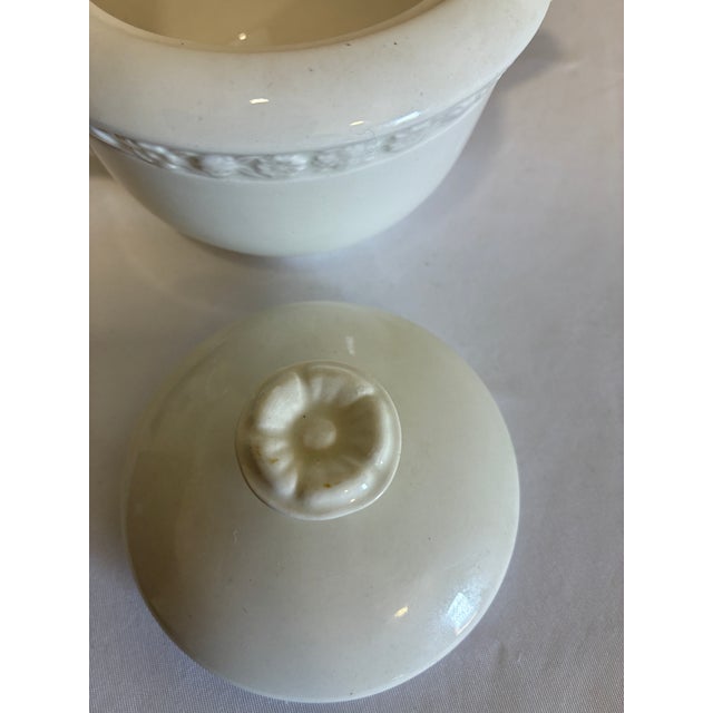 White 1960s Wedgwood Embossed English Ironstone Sugar Bowl For Sale - Image 8 of 9