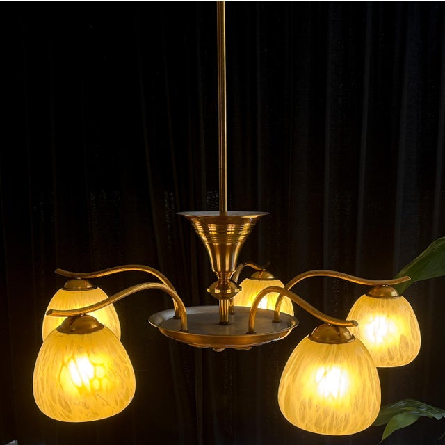 Vintage Art Deco Pendant in Brass For Sale - Image 5 of 13
