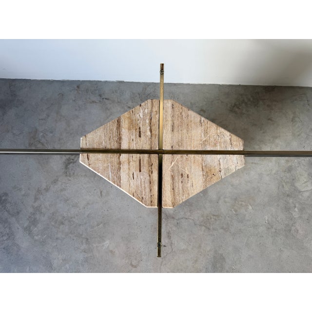Metal 1980s Vintage Italian Postmodern Geometric Marble & Brass Dining Table Base For Sale - Image 7 of 17