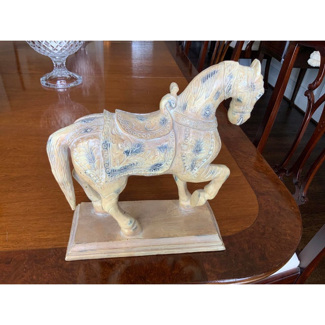 Vintage Wooden Warrior Horse Statue For Sale - Image 10 of 12