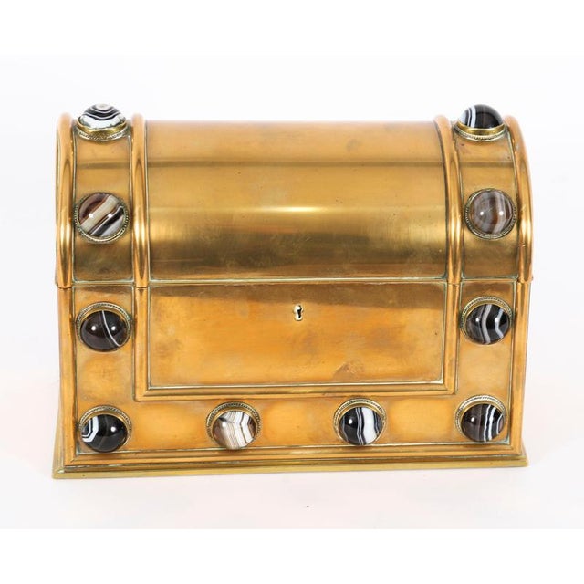 Antique English Brass Agate Cabochon, 1800s, Set of 2 For Sale - Image 6 of 18