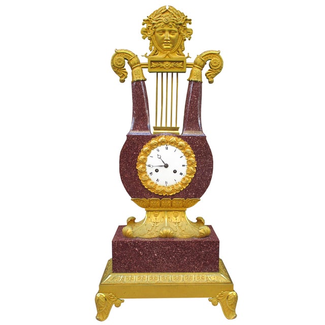Early 19th Century Early 19th Century Very Fine Charles X Imperial Porphyry Lyre Clock For Sale - Image 5 of 18