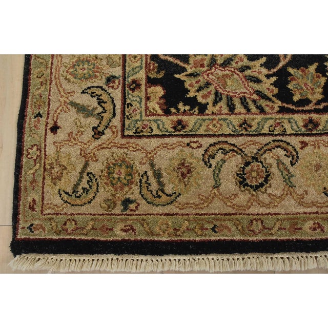 Agra Rug 4’2” X 6’3” Black Wool Hand-Knotted Oriental Carpet For Sale - Image 10 of 13