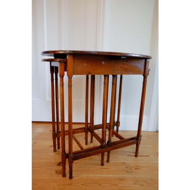 Tall Mahogany Oval Nesting Tables, England, 1900s, Set of 3 For Sale - Image 10 of 14