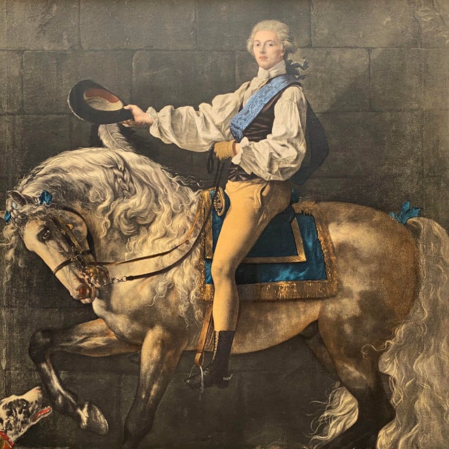 Jacques Louis David Vintage 1958 Neoclassical Mourlot Lithograph Print Framed Paris Exhibition Poster " Equestrian Portrait " 1781 For Sale In Kansas City - Image 6 of 14