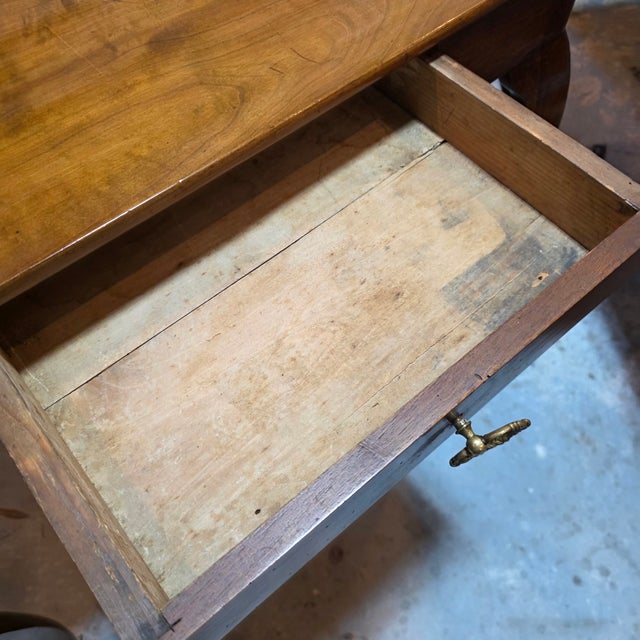 Antique Provincial Queen Anne Cabriole-Leg Writing Table in Warm Patinated Wood With Brass Ring Pull, Circa 1780–1830 For Sale - Image 10 of 17