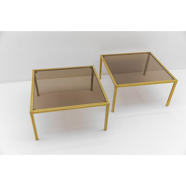 1970s Brass and Smoked Glass Coffee Tables with Ornaments, 1970s, Set of 2 For Sale - Image 5 of 16