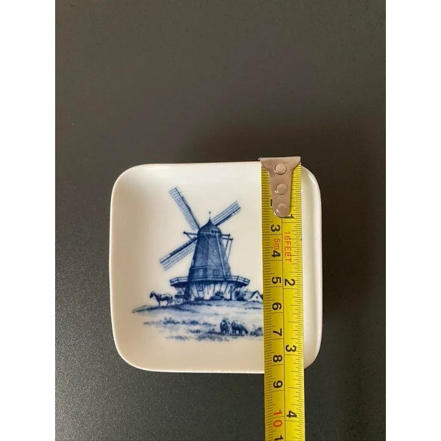 Antique Danish Blue and White Porcelain Jewelry Dish With Windmill by Royal Copenhagen For Sale - Image 9 of 12