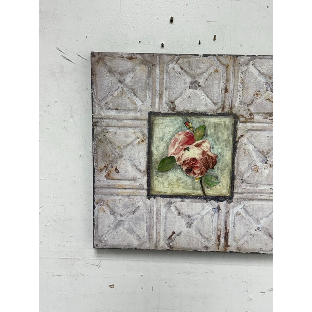 Textile Peggy Abrams Style Rose Tile Print of Canvas For Sale - Image 7 of 12