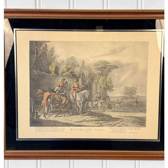 Early 20th Century Antique English Fox Hunt Bachelor’s Hall Plate 1 Framed Art Lithograph For Sale - Image 5 of 9