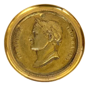 Napoleonic Gilt-Bronze Portrait Medallion Napoleon, by Carlier Fecit, 1804-1806