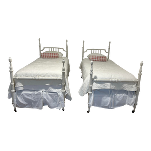 1900s Set of 2 Vintage Painted Iron Beds
