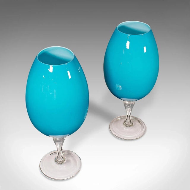 1970s 1970s Giant Pair of Vintage English Wine Glasses For Sale - Image 5 of 11