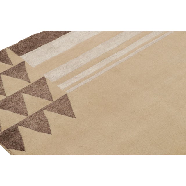 Rug & Kilim Rug & Kilim’s French Art Deco Style Rug With Beige-Brown Patterns For Sale - Image 4 of 7