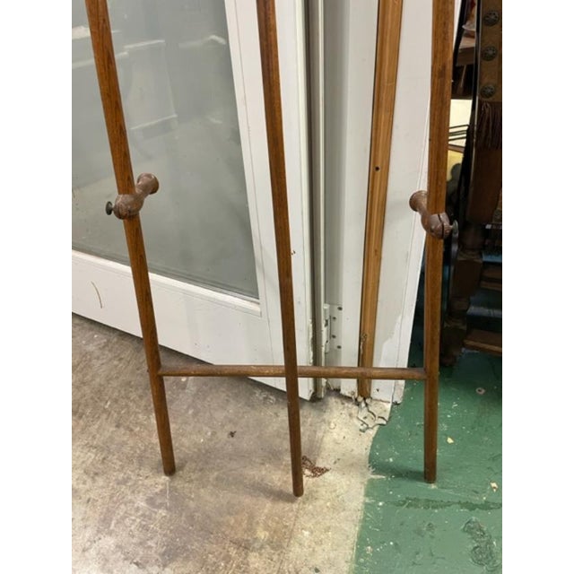 Vintage 1900s Oak Stick & Ball Asian Wooden Picture Easel Stand For Sale - Image 9 of 11