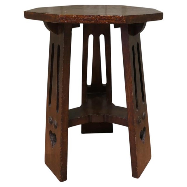 Copper Arts and Crafts Octagonal Oak Plant Stand, 1880 For Sale - Image 8 of 8