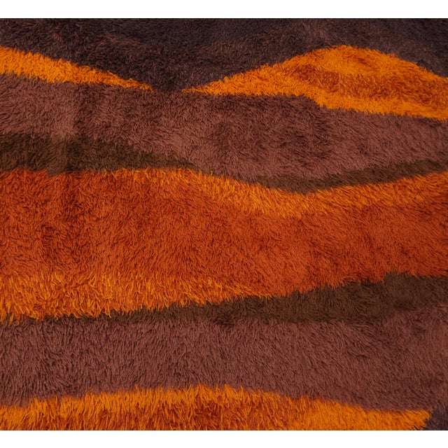 Mid-Century Rya Rug in Wool from Svängsta Mattväveri, Sweden, 1970s, in Good conditions. Designed 1970 to 1979 This piece...