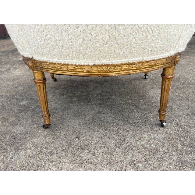 19th Century French Louis XVI Style Giltwood Bergere For Sale - Image 13 of 18