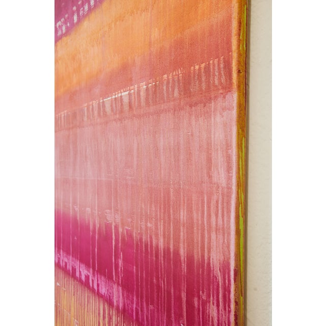 Textile "Autumn / Yellow Red Orange Pink" Large Abstract Acrylic Painting by Simon Findlay For Sale - Image 7 of 15