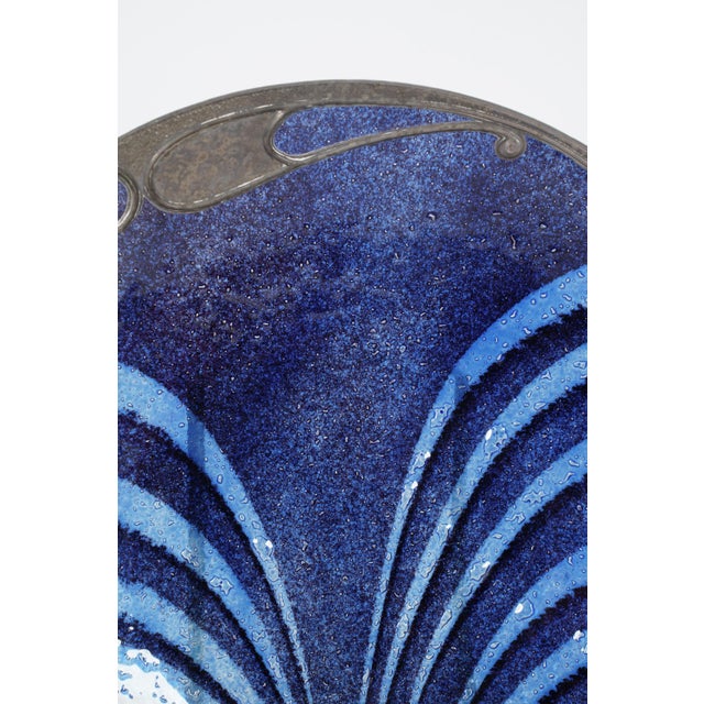 Art Nouveau Pewter & Enamel Charger, Blue Swirl Motif For Sale In Los Angeles - Image 6 of 7