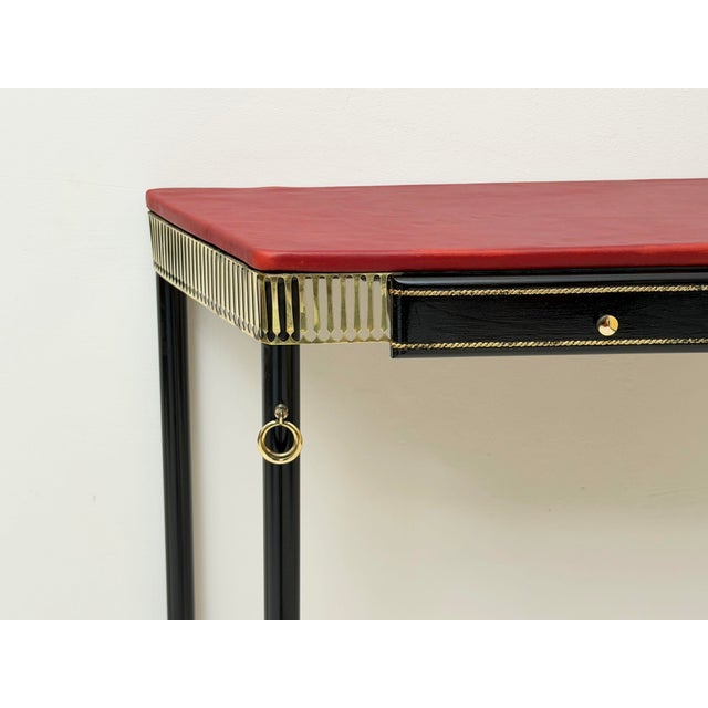 Vintage Console Table in the style of Jacques Adnet, 1950s For Sale - Image 4 of 6