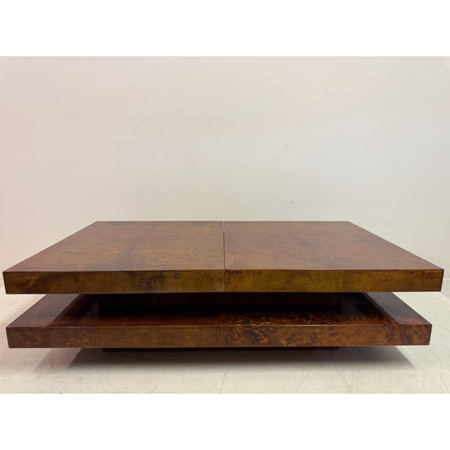 Mid-Century Modern Lacquered Goatskin Sliding Coffee Table, Italy, 1970s For Sale - Image 3 of 18