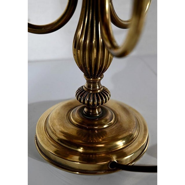 Louis XVI Style Brass Bouillotte Lamp with Red Lampshade, 1890s For Sale - Image 9 of 18