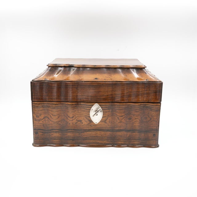 Wood Serpentine Colonial Coromandel Box With Tea Canisters, Anglo-Indian Circa 1850 For Sale - Image 7 of 11