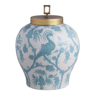 Scalamandre Maison by Port 68 Balinese Peacock Turquoise Jar For Sale